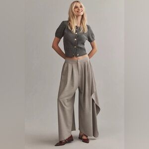 Anthropologie Maeve Draped Volume Trousers Size 12 Tall Grey